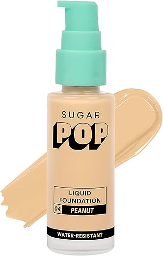 SUGAR POP Liquid Foundation – 04 Peanut – 30 ml | Water Resistant | Lasts Upto 10 Hrs | Super Matte | Full Coverage