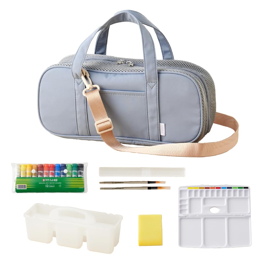 Amazon | 絵の具バッグ絵具道具セット emoka (アイスブルー) | 絵具 通販