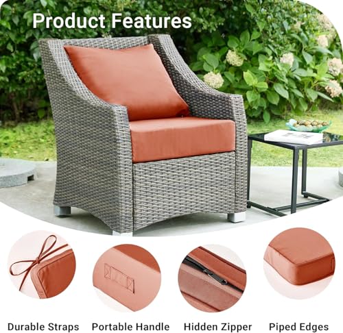 Image of IPYNBAP Outdoor Cushions for Patio Furniture,Outdoor Seat Cushion Set 24 x 24 x 5.75 Inch,Waterproof & Fade Resistant Outdoor Chair Cushions,Deep Patio Chair Cushion with Removable Cover,Spice