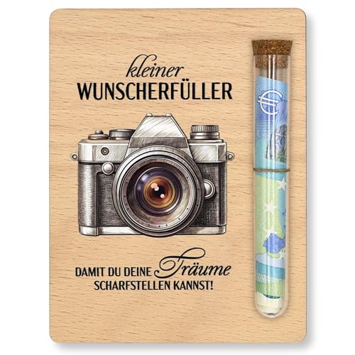 ZUKLA Verpackung für Geldgeschenk Kamera - 13 x 10 cm - mit Reagenzglas - Spardose Kamera - Geschenke für Fotografie Fans