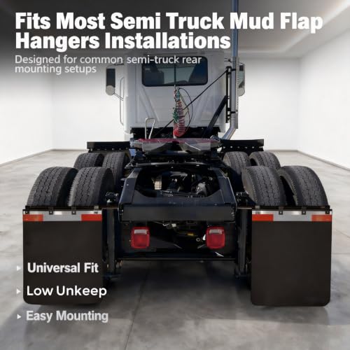 Image of Straight Bar Type Mud Flap Hangers for Semi Truck Mud Flap Hangers for Semi Mud Flaps with Reflective Strip Tape Square Steel Mudflap Hangers with 3 Coils