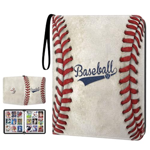 HESPLUS Baseball Card Binder 900 Pockets, 50 Sleeves Large Baseball Binder 3 Ring Zipper Trading Cards Holder 9 Pocket, Sport Card Collection Book Storage Organizer, Album Folder Protector Collector