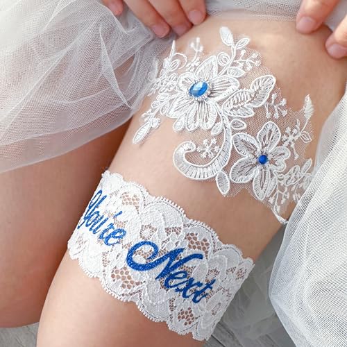 Campsis Bridal Garter Set Lace Crystal Wedding Garter Set Flower Garters Belt for Bride Prom Gift for Women and Girls 2PCS4