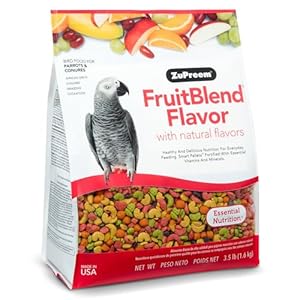 ZuPreem FruitBlend Bird Pellets, Daily Bird Food for Parrot, Conure, Caique, African Grey, Eclectus, Small Cockatoo, Core Nutrition for Medium Large Birds, Parrot Food (M/L, 3.5 lb)