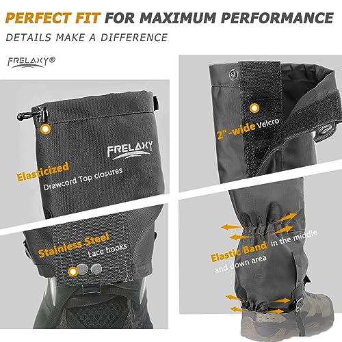 Image of Frelaxy Leg Gaiters Ultra HIGH-Performance Hunting Gaiters, 100% Waterproof Hiking Gaiters with Upgraded Rubber Foot Strap, Adjustable Snow Boot Gaiters