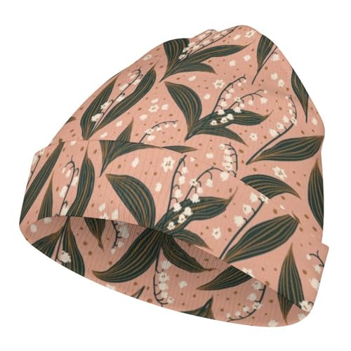 Lily Pattern Kids Beanie Hat for for Girls Boys Children Cap Winter Knitted Chemo Cancer Headwear Accessories Gifts Decoration Black