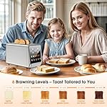 2 Slice Toaster Touch Screen 1.5" Wide Slot, Stainless Steel Digital Toaster for 5 Bread Types/6 Shade Settings/Single Slot Toasting/Memory Function/Defrost/Reheat - Image 4
