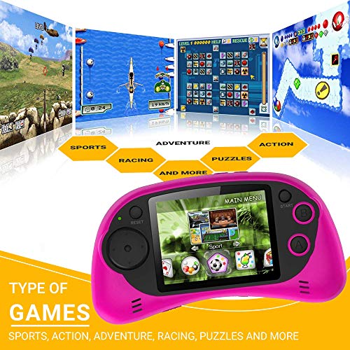 Handheld Portable Digital Screen 200 Preloaded Games , 2.7” Color Display Pink - Image 3