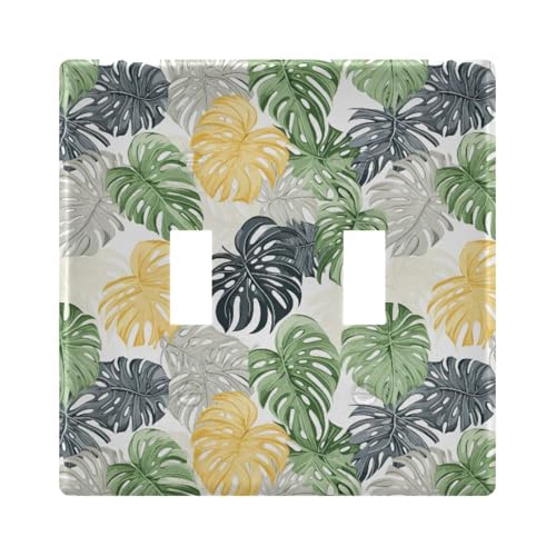 UMIRIKO Palm Leaves Light Switch Cover Plate Covers Decorative Double Toggle Home Decor 202a9006