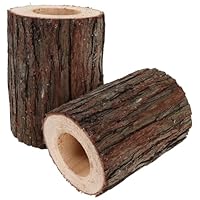 VICASKY 2pcs Rustic Log Planter Pots with Drainage Natural Cedar Wood Bark Flower Pots for Indoor Succulents Herbs Cacti Vintage Farmhouse Rustic Centerpiece Planter for Boho and