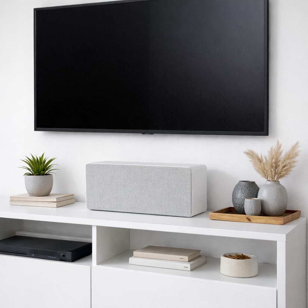 Dynavoice Magic CR-4 Weiß Matt – Center Lautsprecher Passiv 2-Wege, 2x4 Woofer + 1" Tweeter, Nur 11 cm Tief, Front Bassreflex, für Heimkino.