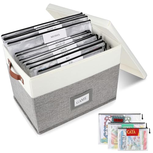 HLWGOG Board Game Organizer with 12pcs Zipper Bags and Writable...