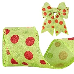 Anwyll Weihnachtsband Glitzer-Punkt Drahtkante 6,3cm 9,1m