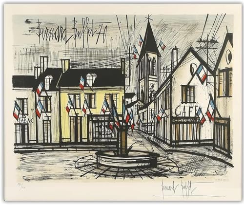 DDSEW GREWT Edificio de carteles de Bernard Buffet Cuadro de bodegones Pintura de lienzo Arte abstracto en la pared Impresiones de Bernard Buffet Para decoración del salón Fotos 40x60cm Sin marco