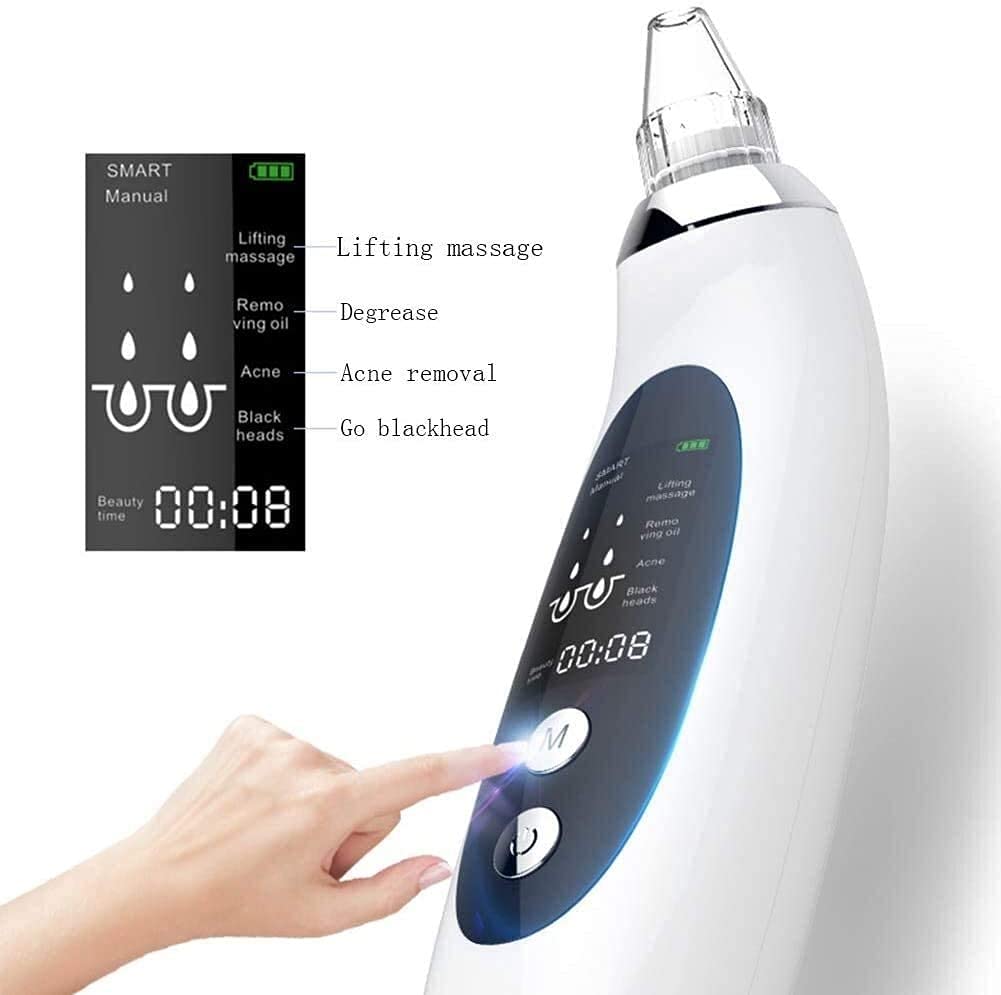 Limpiador de poros de vacío, poro Facial Acne Comedone Whitehead Extractor con 4 sondas, eléctricas USB Succión de Cabeza Negra Recargable