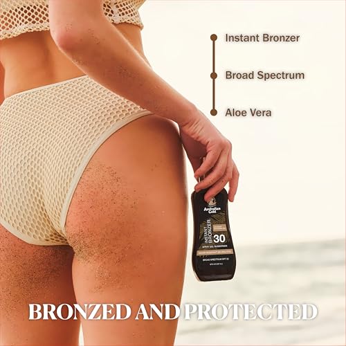 Image of Australian Gold Spray Gel Sunscreen with Instant Bronzer SPF 30,8 Ounce | Moisturize & Hydrate Skin | Broad Spectrum-| Water Resistant-| Non-Greasy-| Oxybenzone Free-| Cruelty Free,(Pack of 6)