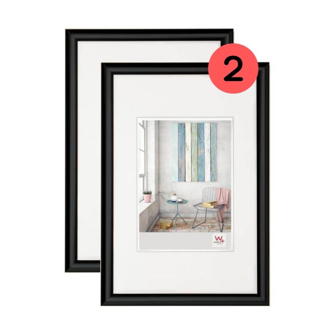 walther design Bilderrahmen schwarz 30 x 45 cm Doppelpack, Trendstyle Kunststoffrahmen KP045BD