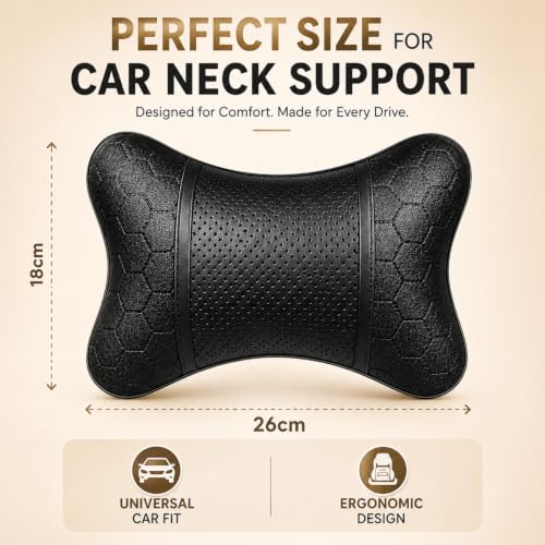Image of Adroitz Car Neck Rest Pillow Set of 2 | Ergonomic Headrest Cushion for Car Seat | Neck & Cervical Support for Pain Relief | Breathable Washable Cover | Universal Fit for Driving & Travel