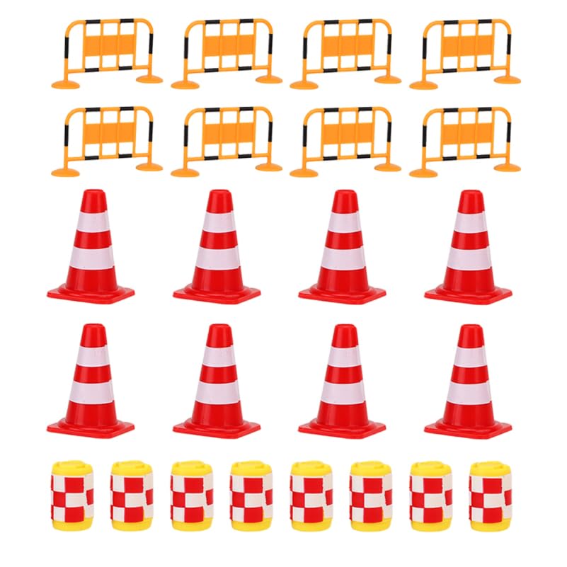ifundom 24Pcs Mini Traffic Cones and Roadblock Sign Toy Set for Kids Educational Traffic Cognitive Play on Any Surface for Learning and Development