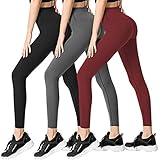 FULLSOFT 3 Pack Super Soft Black Leggings for Women-High Waist Yoga Workout Running Pants (3 Pack...