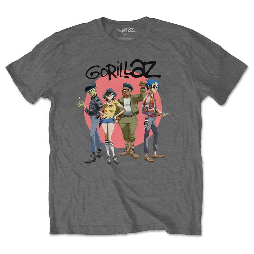 Rock Off officially licensed products Gorillaz Group Circle Rise T Shirt XL Charcoal