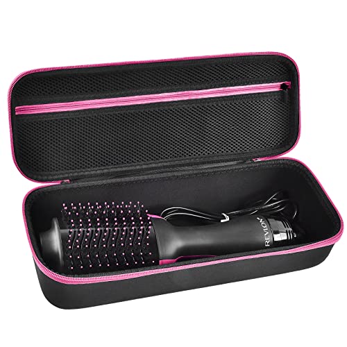 Case Compatible with Revlon One-Step Hair Dryer And Volumizer Hot Air Brush, Carrying Storage Organizer Holder With Mesh Pocket for More Accessories-Pink(Box Only)