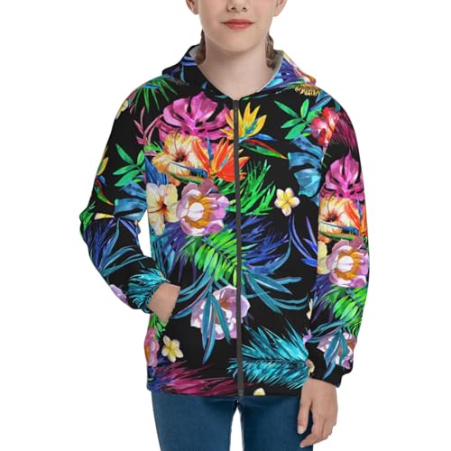 Colorful Flowers Kid Hoodies Boys Zip Up Sweatshirts Girls Pullover with Pocket3