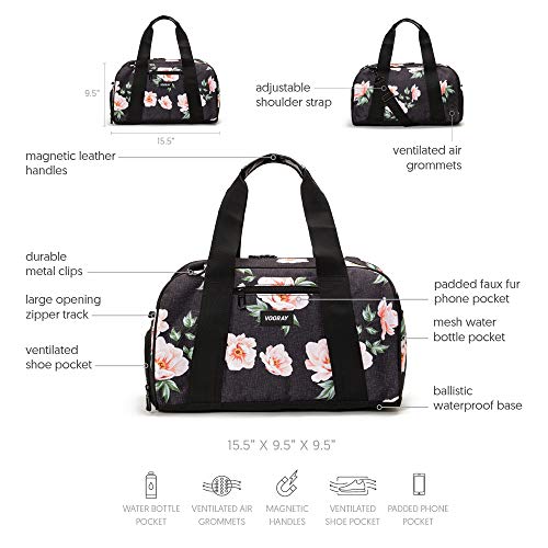 Vooray Burner, Small Duffel Bag, Gym Bag with Shoe Pocket, 16