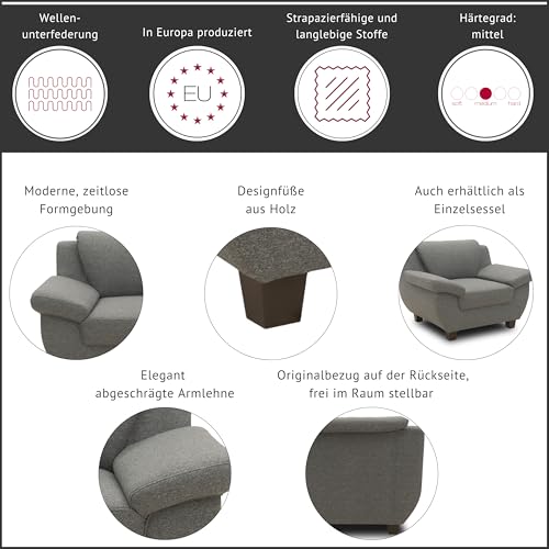 DOMO. collection Panama 2 Sitzer, Sofa, 2er Couch, Garnitur, 3-2-1, beige, 159 cm
