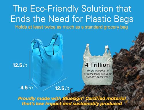 Sturdy-Reusable-Grocery-Bags-Foldable-and-Washable-Made-From-RipStop-Nylon-Hold-50lbs-Designed-in-USA-Reusable-Shopping-Bags-Inside-a-Compact-Pod-with-Carry-Clip-5-Pack-in-Blue