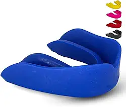 Protetor Bucal Poker Artes Marciais Luta Boxe Karate MMA Muay Thai Profissional Moldável Jiu Jitsu Masculino Feminino Premium Resistente Confortável (Azul)