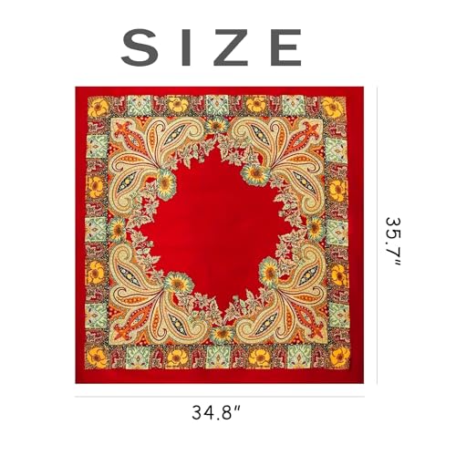 35” Satin Head Scarf Women Large Square Silk Feel Bandana Red Satin Hair Wrap Kerchief for Hair Wrapping, Sleeping & Pirate Costume (1PC)2