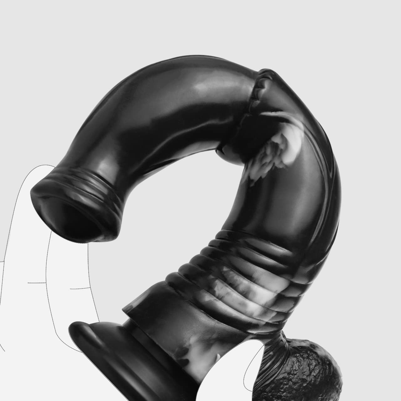 Gode ​​mythologique YOCY, Réplique de pénis moyen insérable de 7,7 '', fantasmée jouets sexuels anaux pour la masturbation (Noir et blanc)