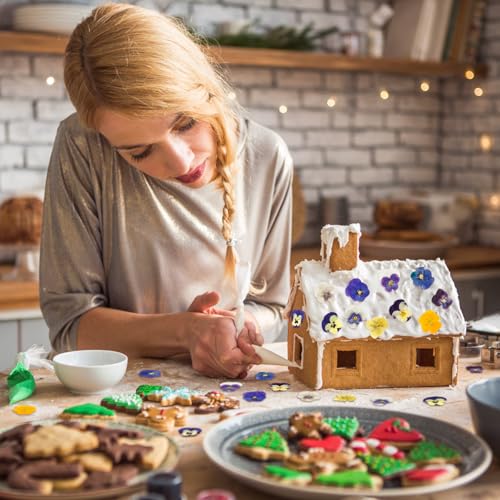 Bohrma 40 Stück 8 Arten natürlich getrockneteGepresste, Essbare Blumen Dekorieren von Kuchenaufsätzen – Mix aus dreifarbigen Viola Cocktails, DIY-Kunsthandwerk Nagel Anhänger Scrapbooking-Dekorationen