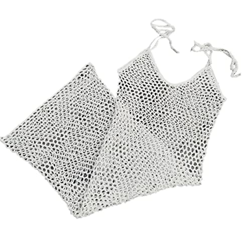 Vestido de playa hueco de ganchillo blanco L para evitar el calor del sol