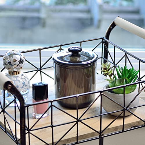 Youngever Black Plastic Apothecary Jars, Qtip Holder, Cotton Swab Holder, Bathroom Vanity Organizer For Cotton Balls, Cotton Pads, Qtips (2 Sets 15 Ounce) #TOP3