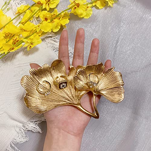 Metal Jewelry Dish, Small Leaf Shaped Ring Holder Jewelry Organizer, Trinket Dish Vanity Tray for Dresser Christmas Birthday Wedding Gifts - Image 5
