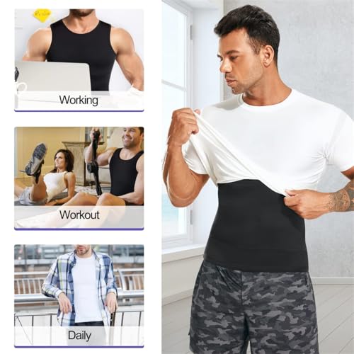 Tone Tec Compression Shirt, Mens Compression Shirt, Compression Tank, Men's Seamless Body Shaper Vest Tummy Tightening 5