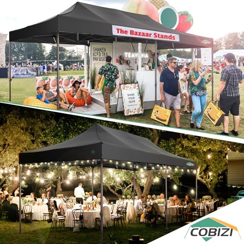 Image of COBIZI 10x20 Pop Up Heavy Duty Canopy Tent with 4 Sandbags, Commercial Heavy Duty Pop Up Tent for Parties All Weather Waterproof and UV 50+ Wedding Tent with Roller Bag