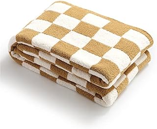 YIRUIO Throw Blankets Checkerboard Grid Chessboard Gingham Warmer Comfort Reversible Microfiber Shaggy Cozy Decor for Home Bed Couch (Burnt Orange, 60''x79'')