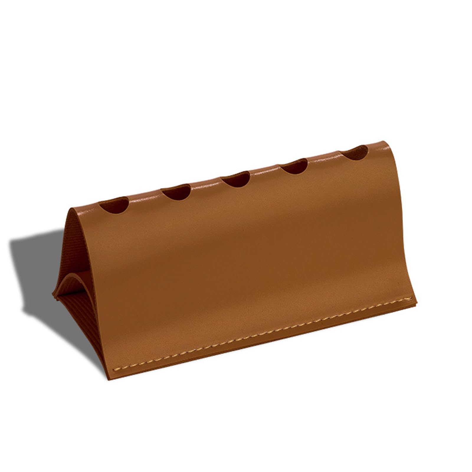 Woedpez Multiple Pen Storage Box with Base PU Materials Desktop Organizers for Home Use Leather Pen Holders