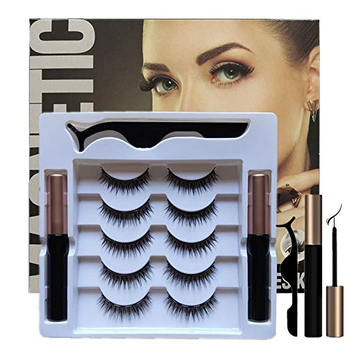 ROLANGINA Magnetic Eyeliner and Lashes Magnetic Eyelashes Kit with Tweezers.No Glue Reusable Silk False Lashes, Easier To Use Than Traditional eyelashes magnetic eyeliner. (SIZE:018)