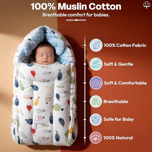 Image of StarAndDaisy 3 in 1 Baby Sleeping Bag /Baby Bedding Set for New Born, Baby Bed for New Born /Very Soft & Comfortable Sleeping Bag for Baby Bed for 0-12 Months /Foldable & Washable Cotton Design -White