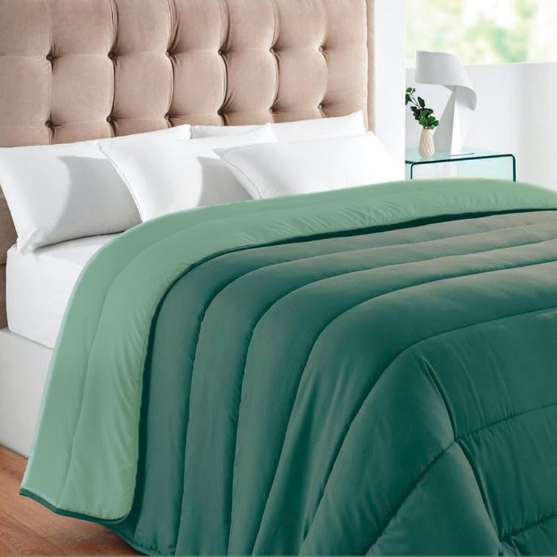 Edredón Nórdico Relleno Fibra Bicolor - Verde Botella/Verde, 180cm