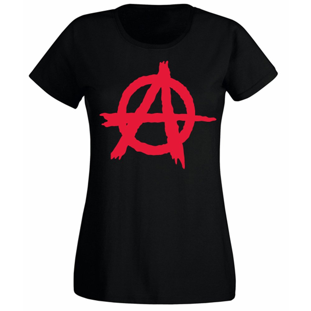 Flip Women's Black Anarchy Symbol Punk T-Shirt Uk 14-16 (Xxl)