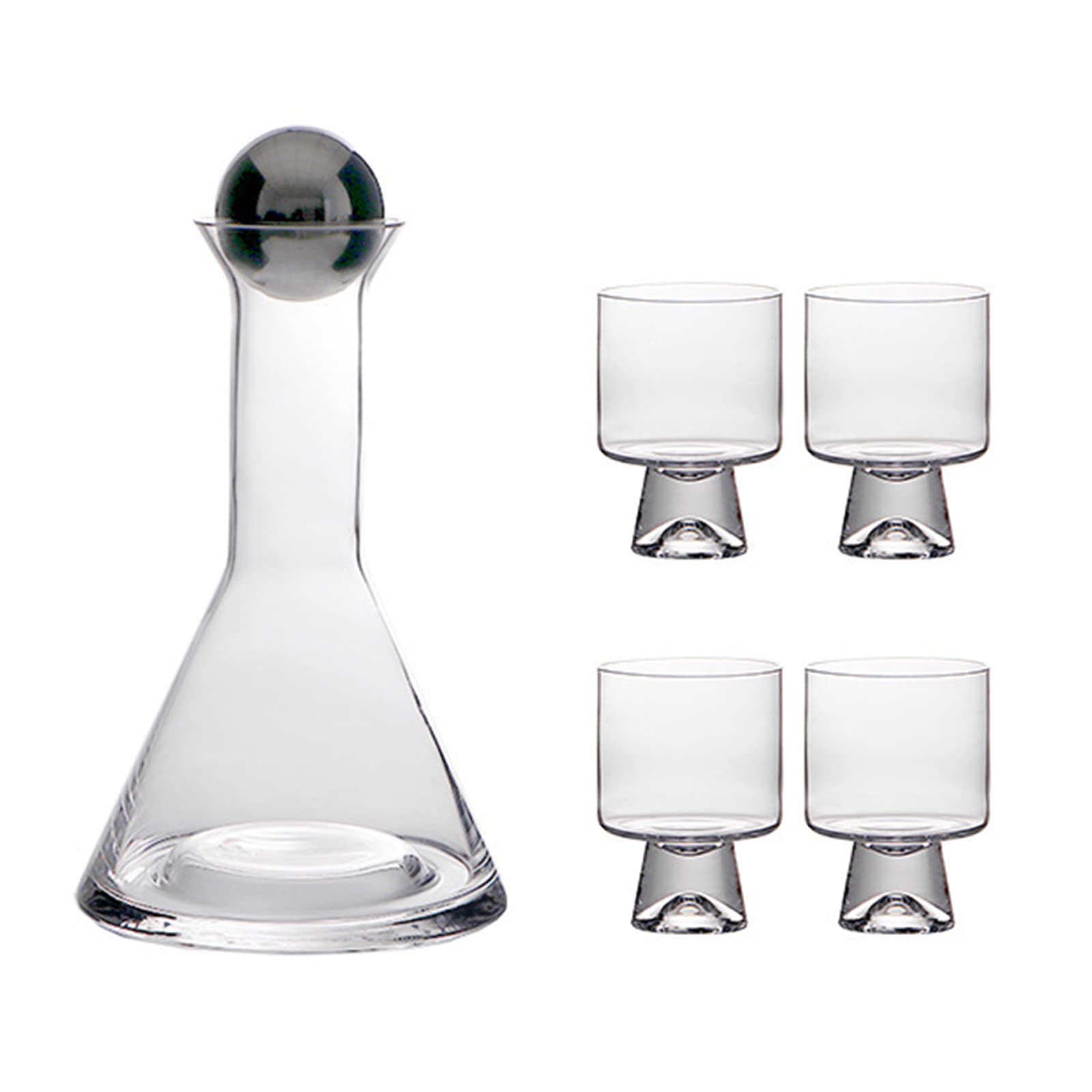 Juego Creativo de Jarra de Agua Y Vaso para Mesita de Noche, Jarra de Agua de Vidrio Grueso Retro con Taza de Agua, Taza para Beber Jugo de Vidrio para Mesita de Noche de Dormitorio(Claro)