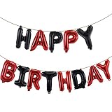 YPSelected Happy Birthday Balloons Banner 16 Inch Hanging Birthday Balloons 3D Silver Foil Letter Ba