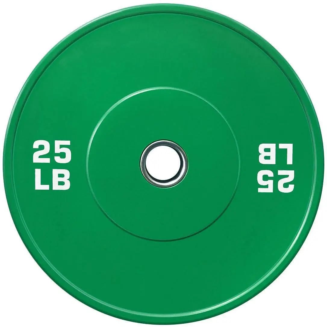French Fitness Olympic Colored Bumper Plate 25 lbs - Blank | Durable Virgin Rubber, IWF Standards, Shock Absorbing Design