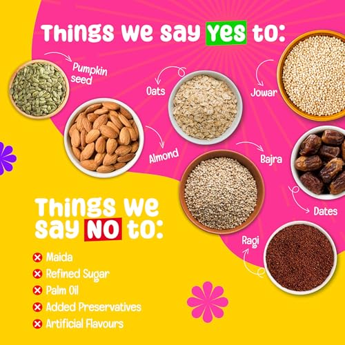 Image of Yogabar Muesli Fruit and Nuts - Wholegrain Breakfast Cereals with Oats and Dry Fruits, High in Omega 3, Gluten Free Granola with Chia and Flax Seeds (500g - Pack of 1)