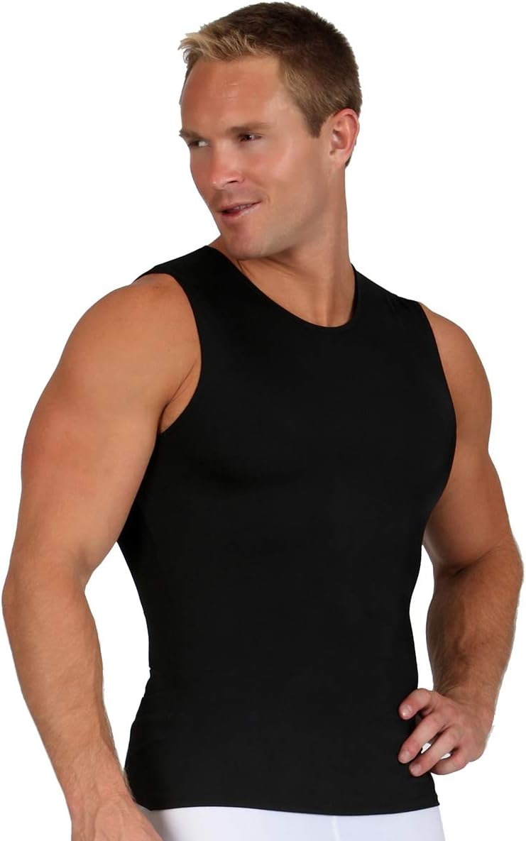 Insta Slim - Made in USA - Mens Compression Sleeveless Crew-Neck Slimming Shapewear Body Shaper with Tummy Control